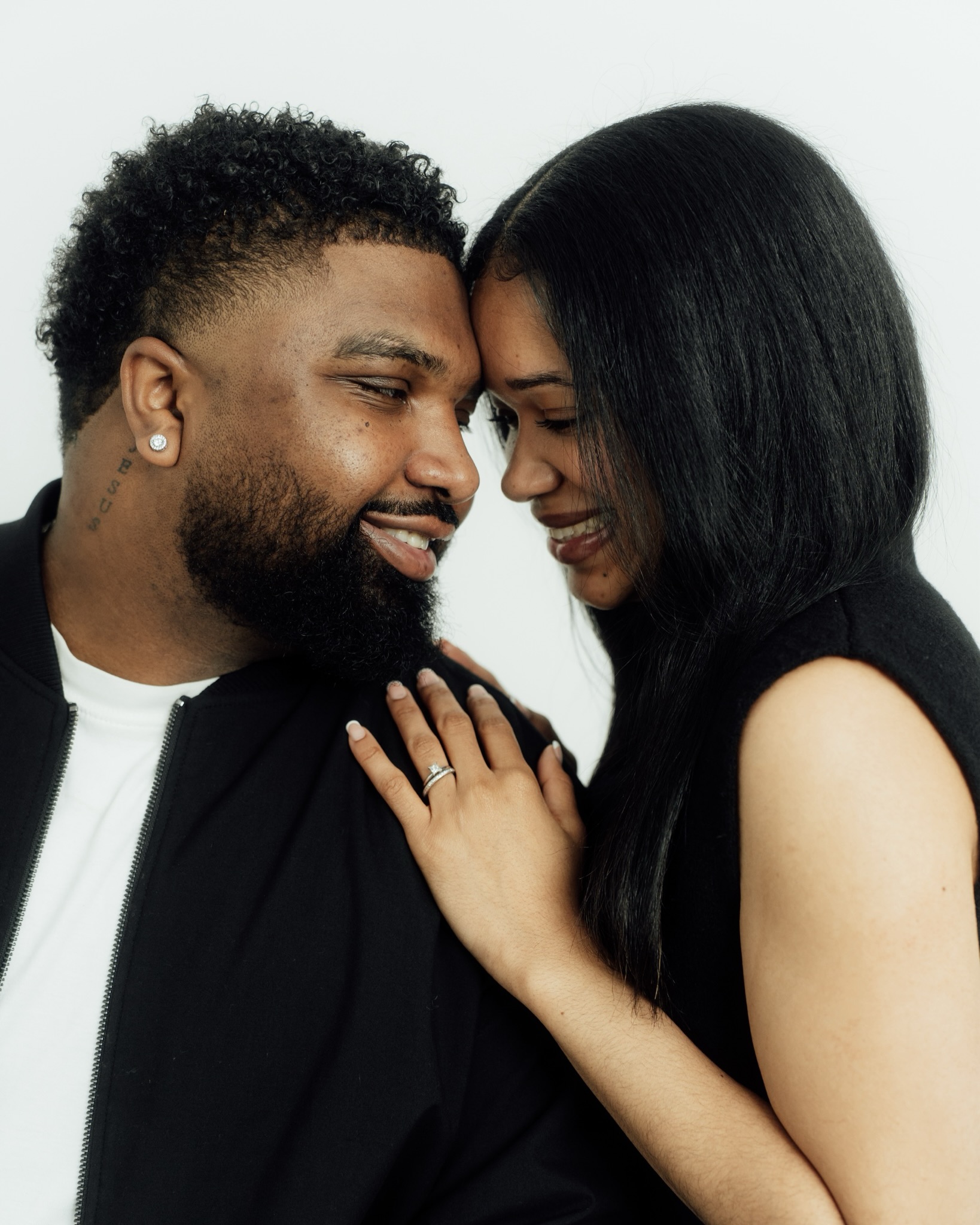 Instagram post: engaged couple smiling together