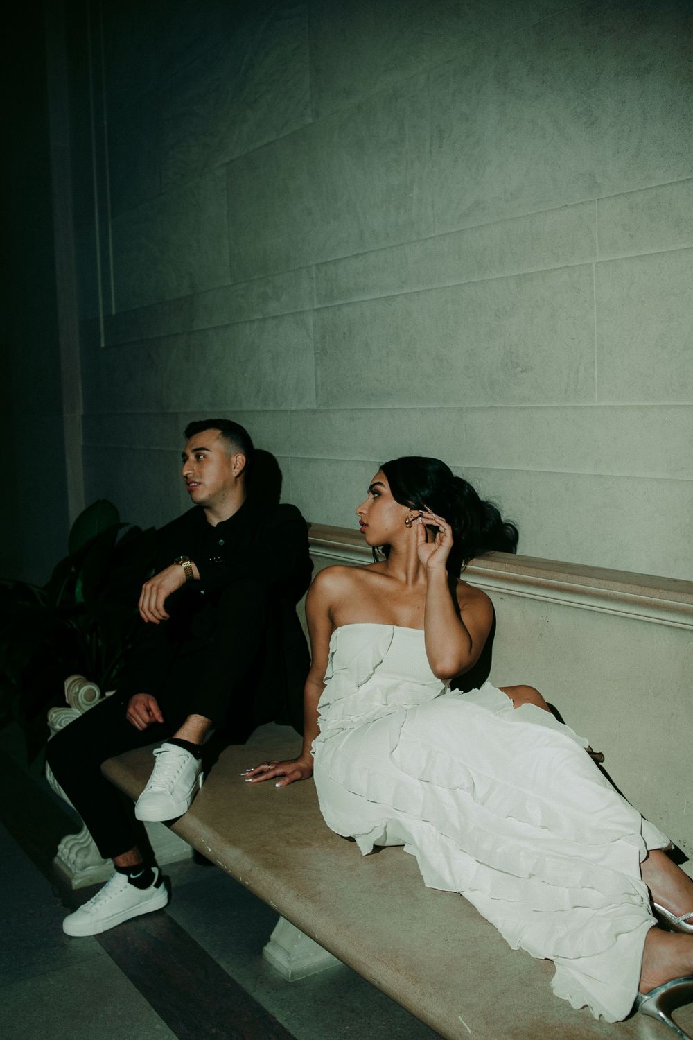 Editorial style couple portrait at Gallery of Art in Washington DC